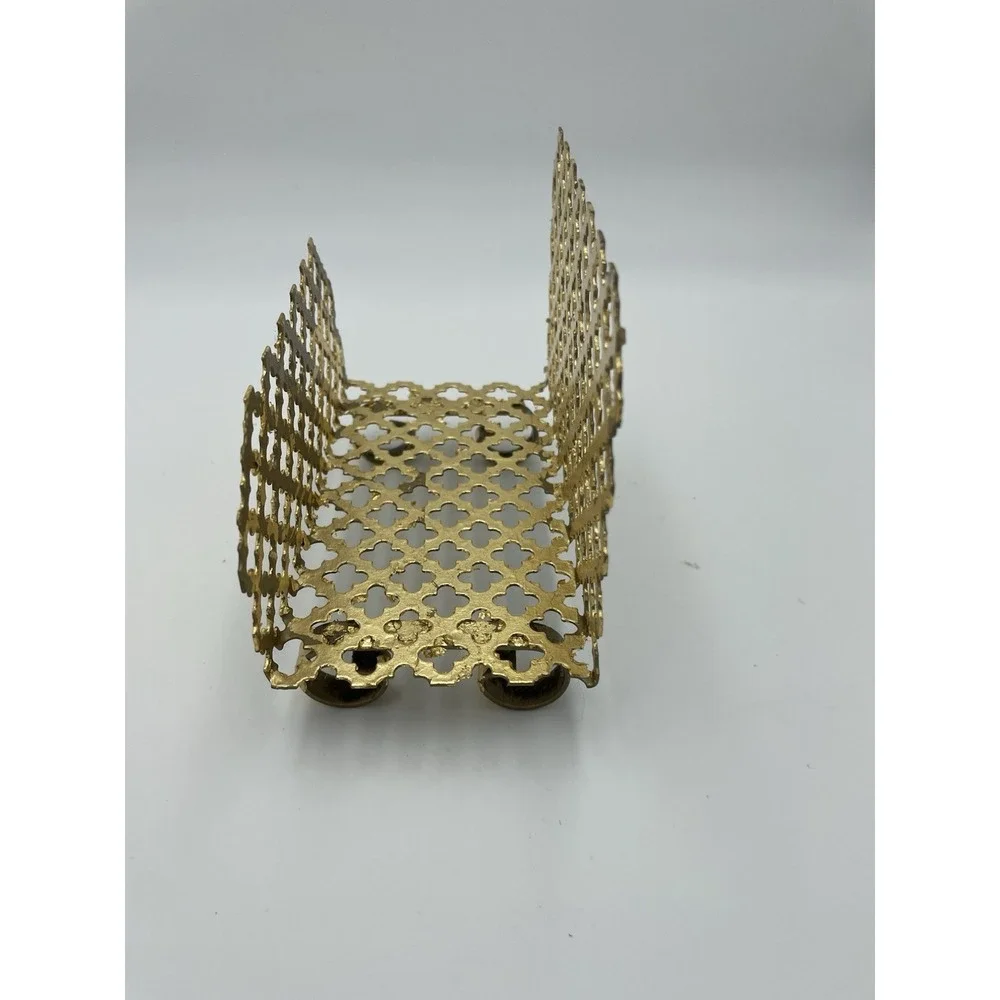 Vintage Mid Century‎ Gold Metal Mesh Letter or Napkin Holder Gold Gilded